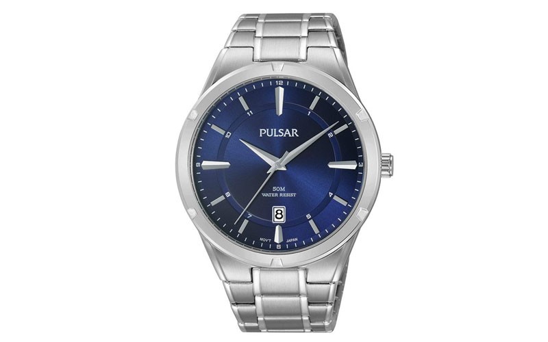 Pulsar Mens Business Collection Watch Blue Dial Steel Case & Bracelet Date