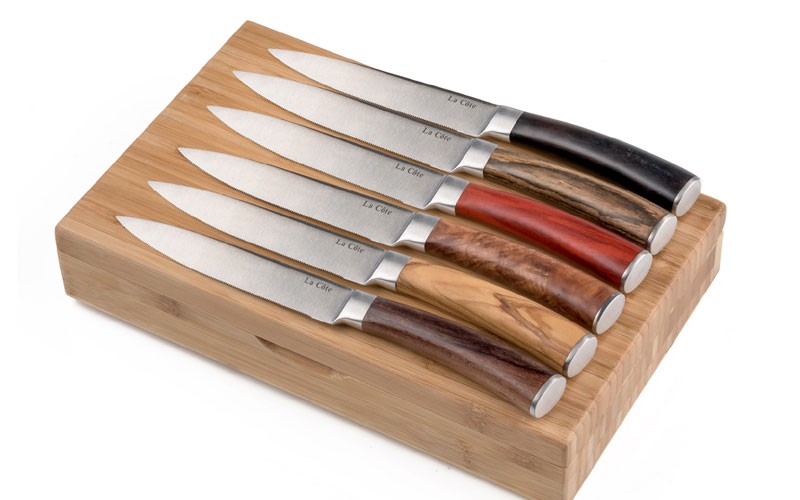 Exotic Woods Steak Knives Set Gift Box 6 Pieces