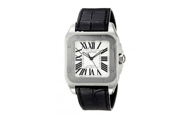Cartier Santos Silver Tone Dial Automatic Mens Watch