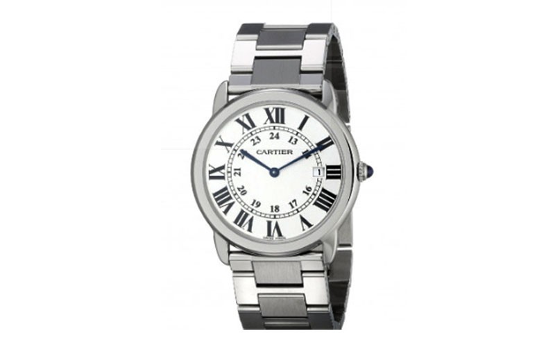 Cartier Ronde Silver Tone Dial Mens Watch