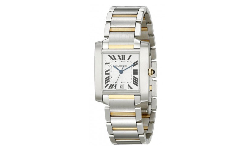 Cartier Tank Silver Tone Dial Automatic Mens Watch