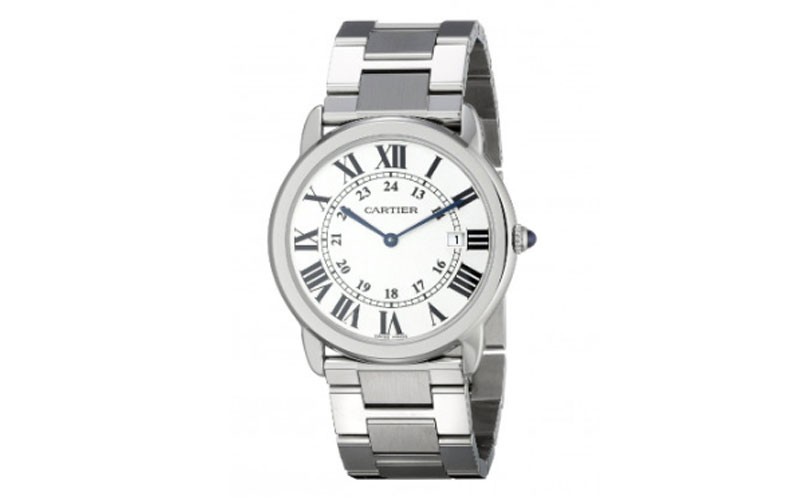 Cartier Ronde Silver Tone Dial Mens Watch