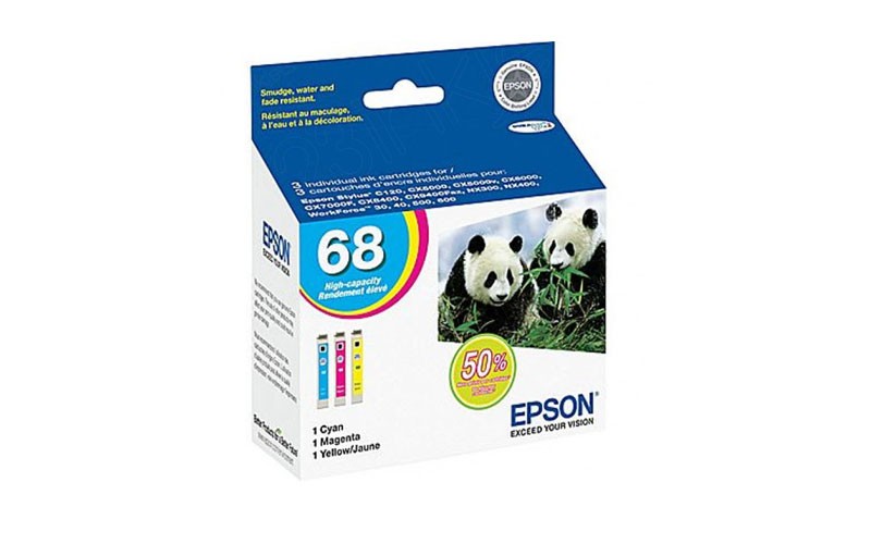 Genuine OEM Epson T068520 / 68 Ink Cartridge 3-Color Multipack, High Yield