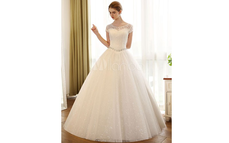 Princess Ball Gown Wedding Dresses Lace Sequin Bridal Dress