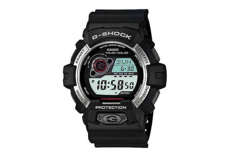 Casio Mens G-Shock XL Solar - Black Band - Digital Display - World Time - Alarm