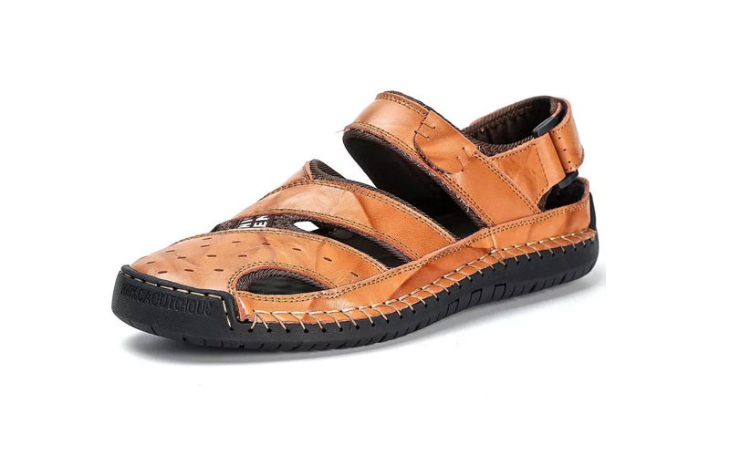 Men Closed Toe Genuine Leather Soft Breathable Sandals