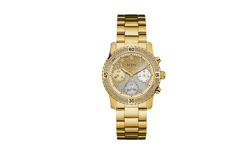 Guess Confetti Gold Dial Stainless Steel Ladies Watch