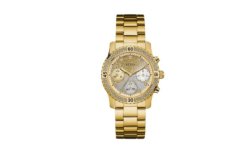 Guess Confetti Gold Dial Stainless Steel Ladies Watch
