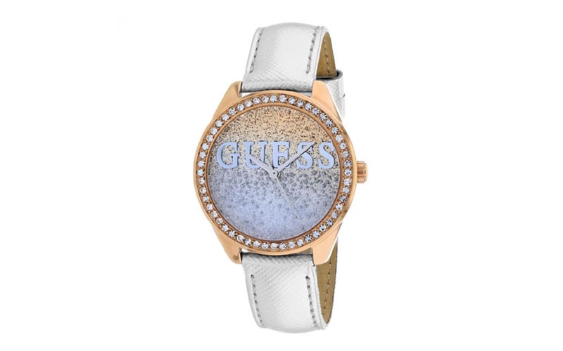 Guess Glitter Girl Crystal Rose and Silver Glitter Dial Ladies Watch