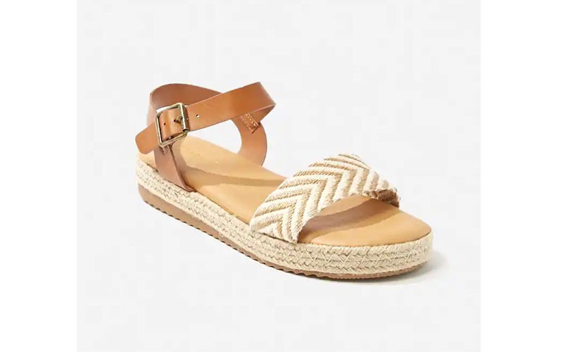 Faux Leather Espadrille Sandals