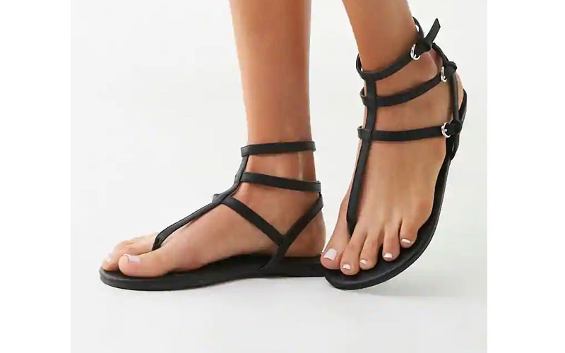 Caged Faux Leather Womens Sandals