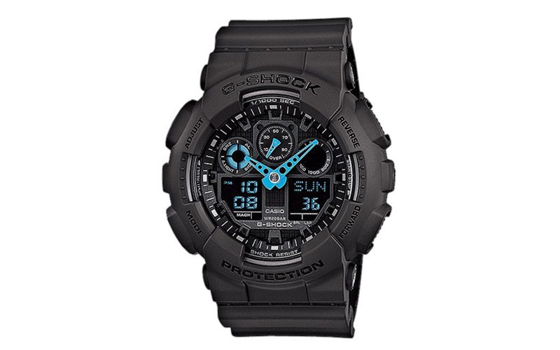 Casio G-Shock Mens Analog Digital - Light Blue Hands - Dark Gray Case & Strap