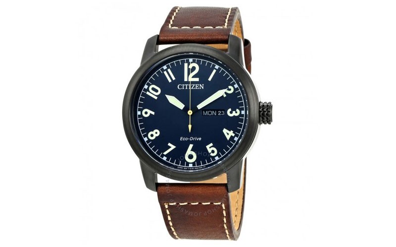 Citizen Chandler Dark Blue Dial Brown Leather Mens Watch