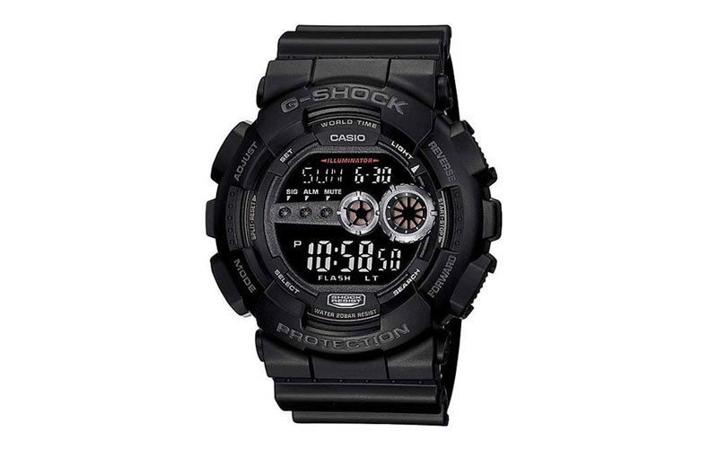 Casio Mens G-Shock XL Super LED - All-Black Design - Digital - Flash Alert