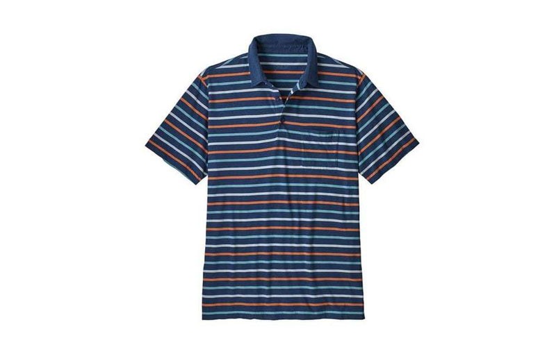 Patagonia Men’s Striped Squeaky Clean Polo in Stone Blue
