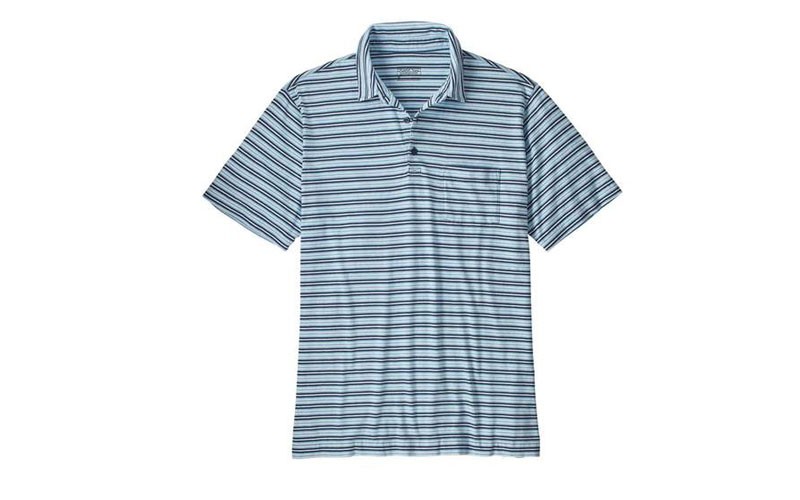 Patagonia Mens Striped Squeaky Clean Polo in Blue