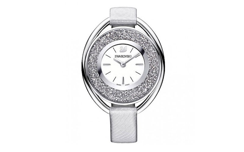 Swarovski Crystalline White Oval Dial Leather Strap Wome's Watch