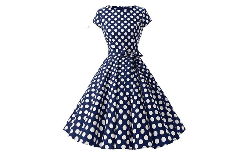 Sisjuly 1950s retro dresses women polka dots bowknot a line black elegant tea ro