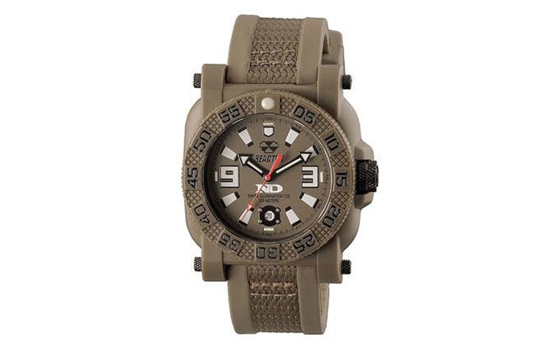 Reactor Gryphon Flat Dark Earth Mens Strap Watch - Nitromid Polymer Case - Date