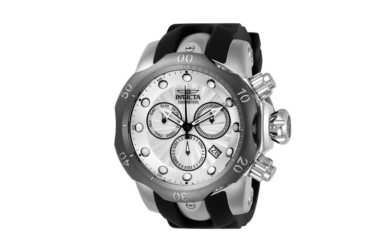 Invicta Mens Venom Chronograph - Stainless - Black Rubber Strap - 1000m - Date