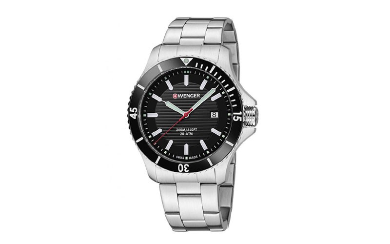 Wenger Sea Force Mens Dive Watch - Black Dial - Bracelet - 200m - Date