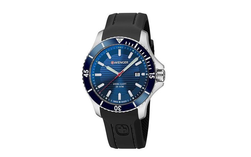 Wenger Sea Force Mens Dive Watch - Blue Dial & Silicone Strap - 200m - Date