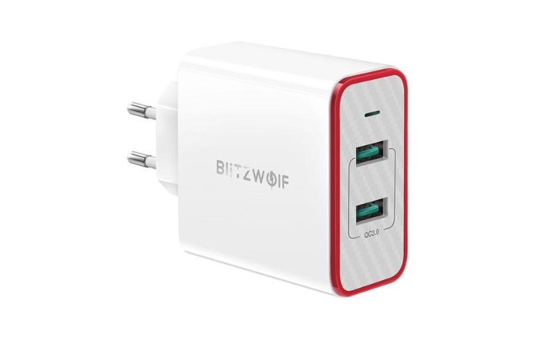 BlitzWolf BW-PL3 36W QC3.0 Dual Ports USB Charger EU Adapter With Pow