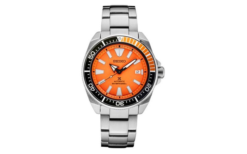 Seiko Men's Prospex Dive Watch - Stainless Steel - Orange Dial - Date - Bracelet