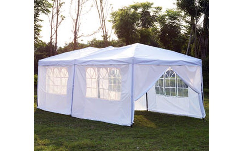 Mcombo 10X20 Ft Ez Pop Up 6 Walls Canopy Party Tent Gazebo With Sides White
