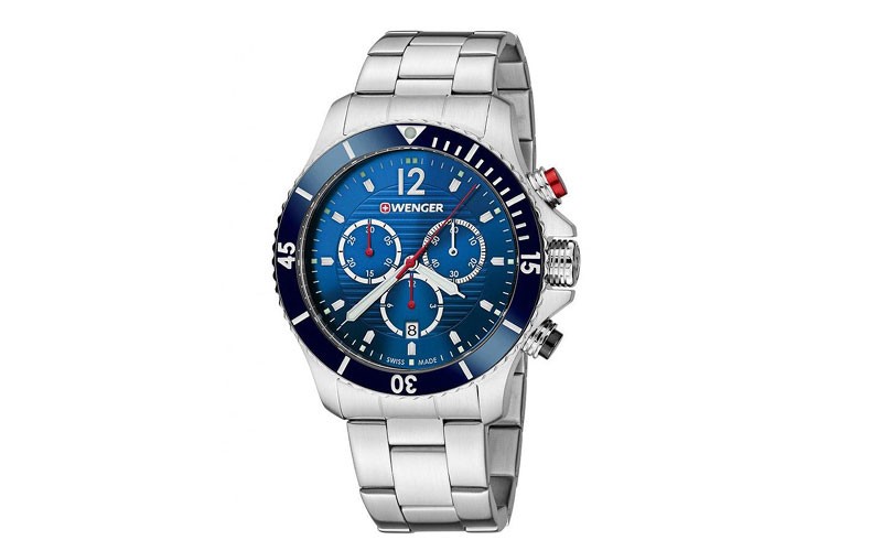 Wenger Sea Force Mens Dive Chronograph - Blue Dial - Bracelet - Date - 200m
