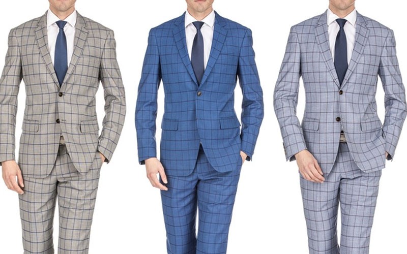 Gino Vitale Mens Window Pane Slim Fit Suits