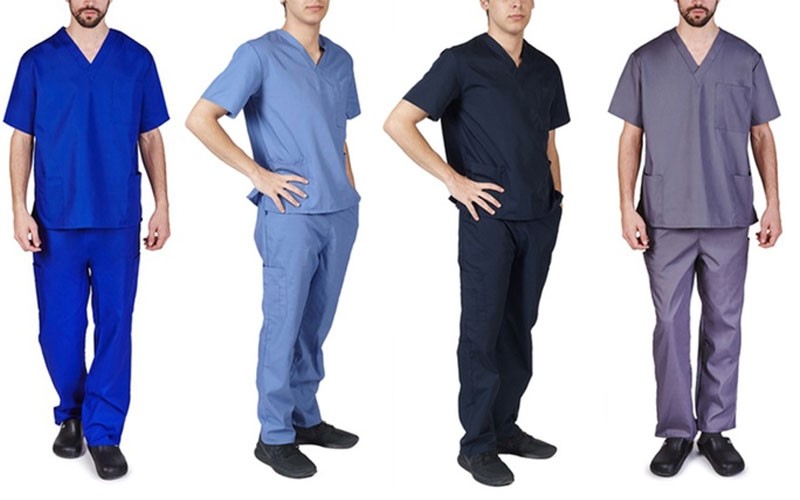 M&M Scrubs Men's Solid 8-Pocket Scrub Sets