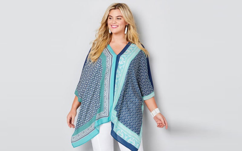 Riviera Blues Poncho Top For Womens
