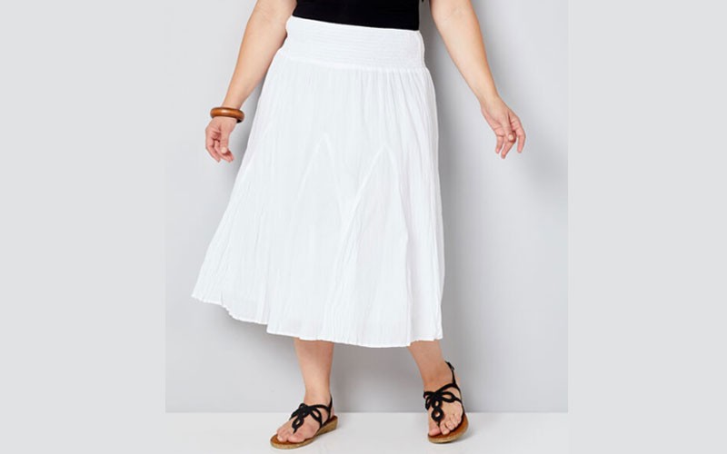 Smocked Waist Gauze Skirt For Womens