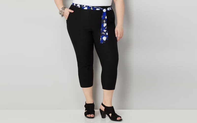 Bengaline Capri With Modern Dots Sash Belt For Womens