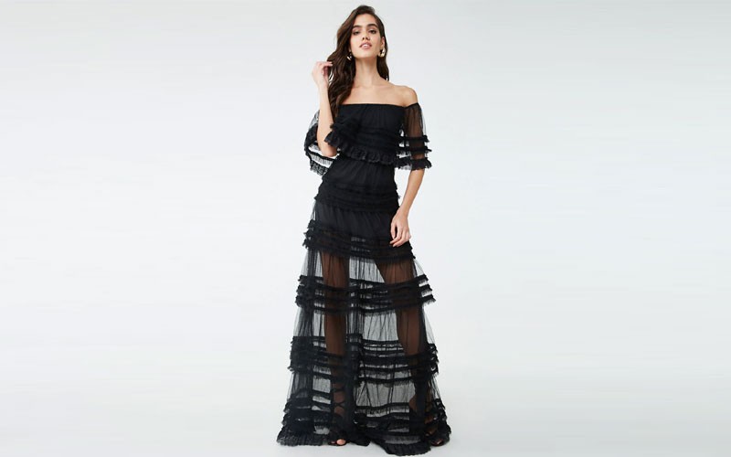 Tiered Tulle Maxi Dress Womens Gown 