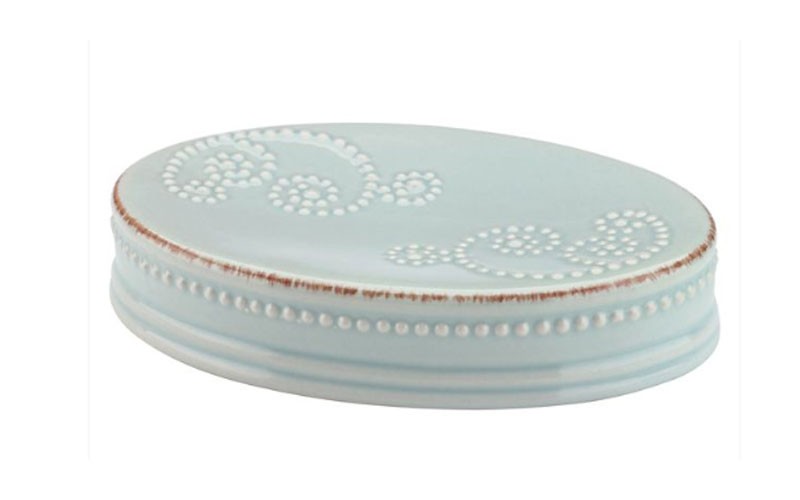 French Perle Groove Ice Blue Soap Dish