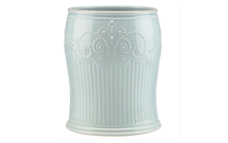 French Perle Groove Ice Blue Wastebasket