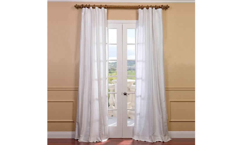 Lily White Textured Dupioni Silk Curtain