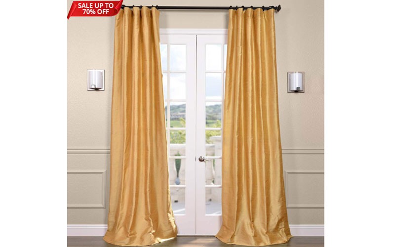 Sunrise Gold Textured Dupioni Silk Curtain