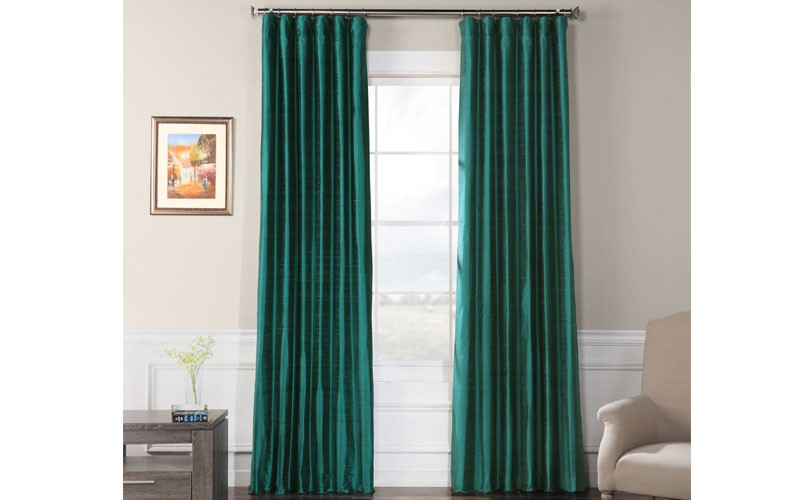 Carnival Green Textured Dupioni Silk Curtain