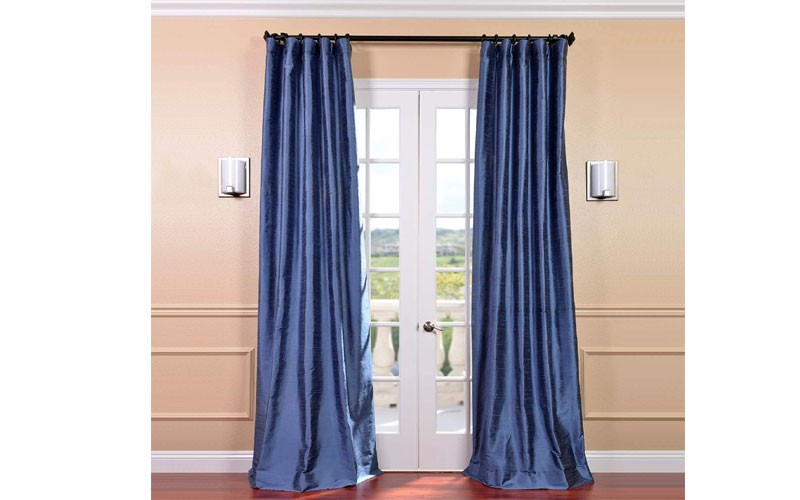 Winter Blue Textured Dupioni Silk Curtain