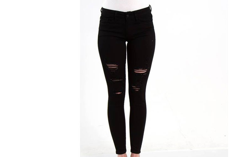Kancan Jeans Destructed Skinny Jeans For Women In Black