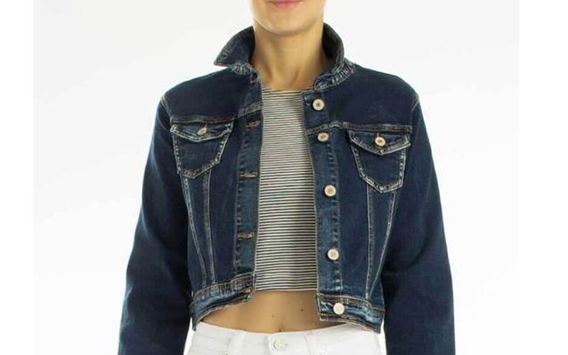 Kancan Jeans Women’S Cropped Denim Jacket In Dark Wash