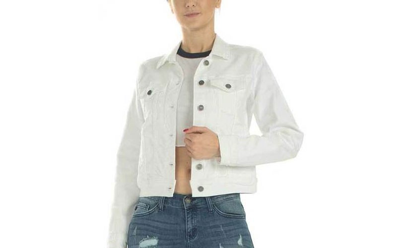 Kancan Jeans Women's Denim Trucker Jacket In White