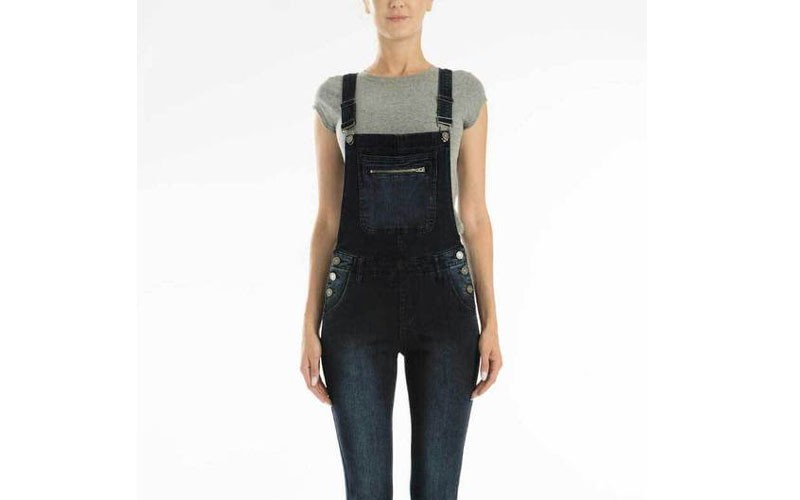 Kancan Jeans Zipper Pocket Overalls For Women In Dark Wash