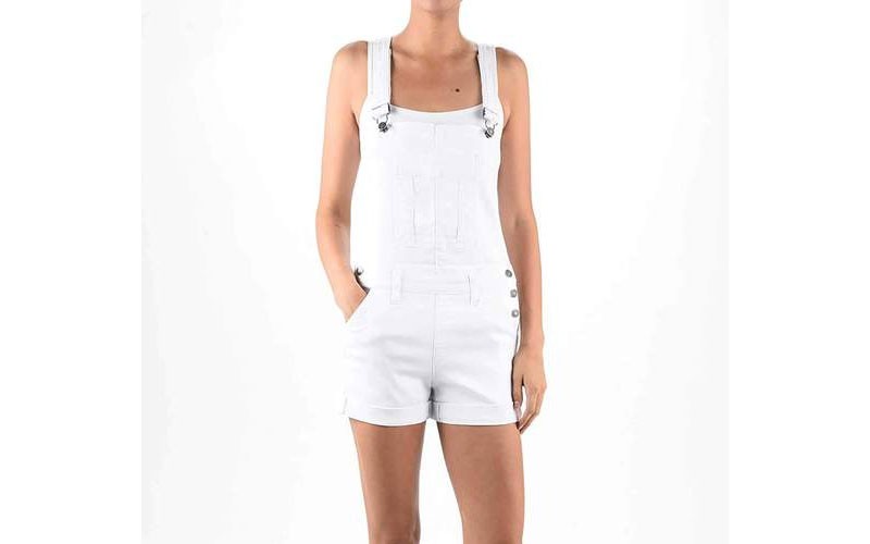 KanCan Jeans Short Overalls for Women in White