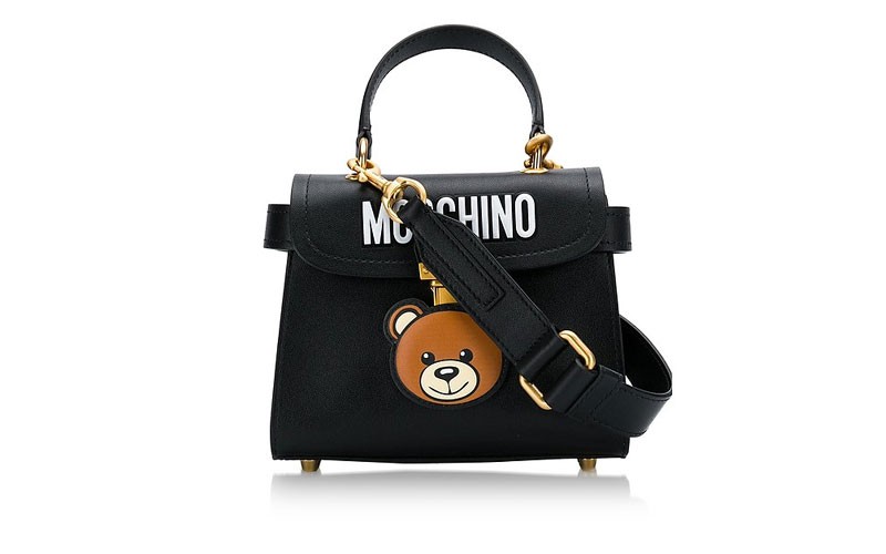 Moschino Black Teddy Bear Top Handle Satchel Bag