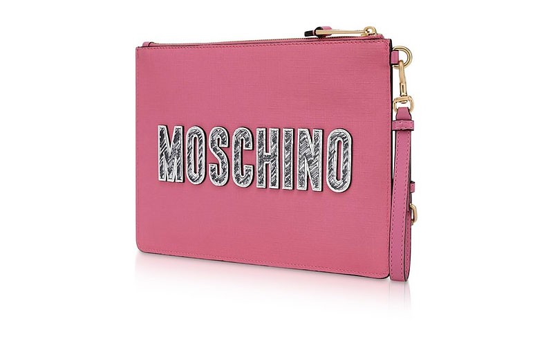 Moschino Fuchsia Brushstroke Signature Clutch