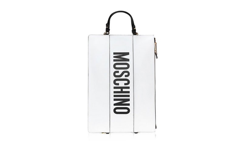 Moschino White Leather Flat Backpacks